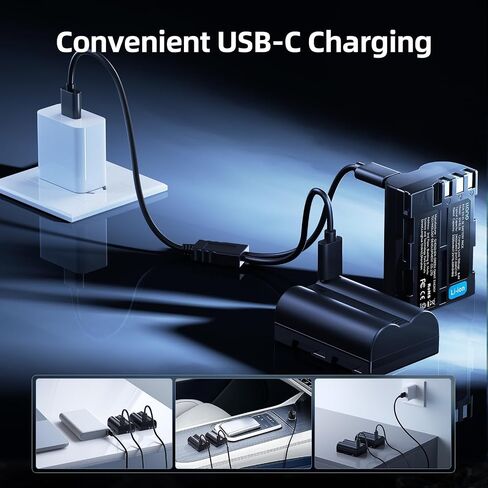 llano USB-C EN-EL3E Battery for Nikon D700 D70S D80 D90 D200 D70 D50 D100 D300S D300 Cameras, 2400mAh Huge Capacity, Fully decoded, 2.8Hrs Full Charged, Black (2 Pack) in Saudi Arabia