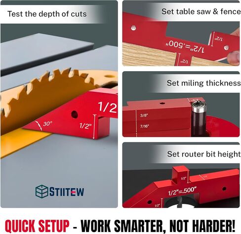 Setup Blocks Woodworking Tools – 7 PCS Aluminum Router Table Setup Bars, Height Gauge Block Set for Router Table & Table Saw Accessories, Precision Router Depth Gauge, Woodworking Set-Up Blocks (Blue) in Saudi Arabia