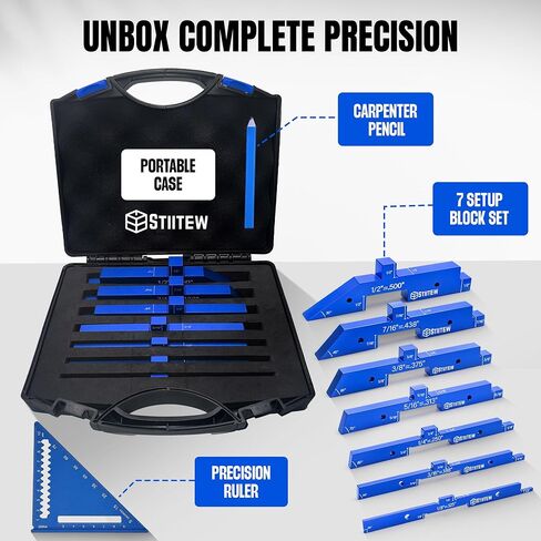 Setup Blocks Woodworking Tools – 7 PCS Aluminum Router Table Setup Bars, Height Gauge Block Set for Router Table & Table Saw Accessories, Precision Router Depth Gauge, Woodworking Set-Up Blocks (Blue) in Saudi Arabia