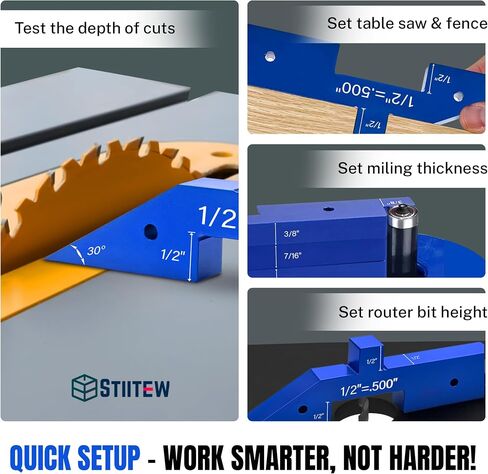 Setup Blocks Woodworking Tools – 7 PCS Aluminum Router Table Setup Bars, Height Gauge Block Set for Router Table & Table Saw Accessories, Precision Router Depth Gauge, Woodworking Set-Up Blocks (Blue) in Saudi Arabia
