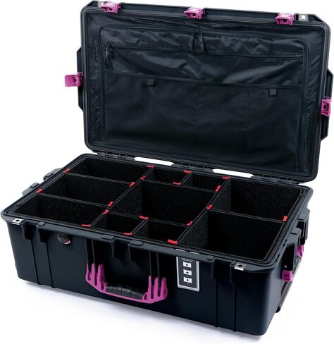 ColorCase Pelican 1595 Case Black - Large Sized Waterproof Case with TrekPak Divider System & Combo Pouch Lid Organizer- Blue Handles & Latches in Kuwait