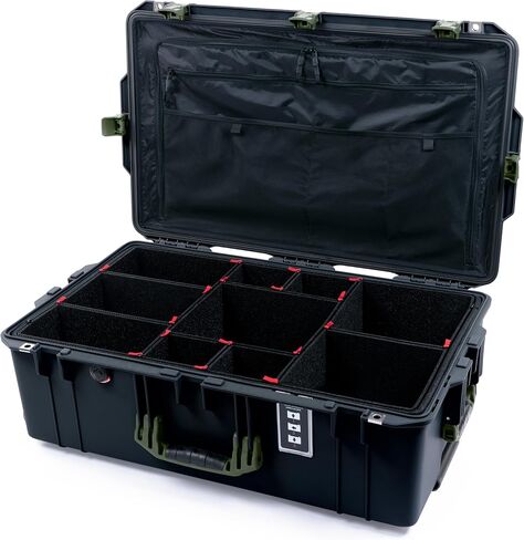 ColorCase Pelican 1595 Case Black - Large Sized Waterproof Case with TrekPak Divider System & Combo Pouch Lid Organizer- Blue Handles & Latches in Kuwait