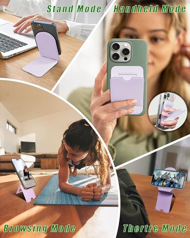 Phone Stand, Magnetic Phone Tripod, Eco-Friendly & Stain-Resistant Leather, Angle Adjustment & Strong Magnet Tripod for iPhone 16/15/14/13/12 (Included Metal Ring)-Purple in Saudi Arabia