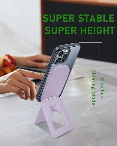 Phone Stand, Magnetic Phone Tripod, Eco-Friendly & Stain-Resistant Leather, Angle Adjustment & Strong Magnet Tripod for iPhone 16/15/14/13/12 (Included Metal Ring)-Purple in Saudi Arabia