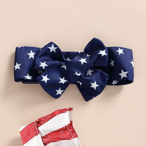 4th Of July Baby Girl Outfits Infant American Flag Sleeveless Backless Ruffle Romper Bodysuit Headband Infant Clothes in Saudi Arabia