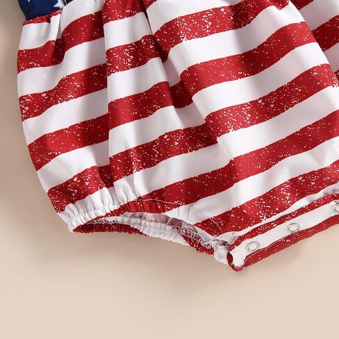 4th Of July Baby Girl Outfits Infant American Flag Sleeveless Backless Ruffle Romper Bodysuit Headband Infant Clothes in Saudi Arabia