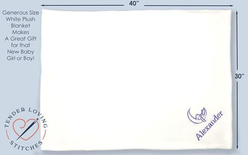 Soft White Baby Blanket - Personalized with Baby’s Name and Cute Moon and Bear in Saudi Arabia