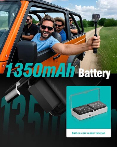 4K60fps Waterproof Action Camera- Bare Metal Underwater 10M with 64G SD Card, HD 48MP Touchscreen Sports 6-Axis Stabilization,8X Zoom Underwater Camera Snorkeling with Helmet Accessories in Kuwait