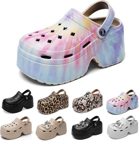 Fashion Women's Platform Clogs Anti Slip Slippers Beach Sandals Gardeners Clogs High Heeled Mule Slippers Gardening Shoes Sandals in Saudi Arabia