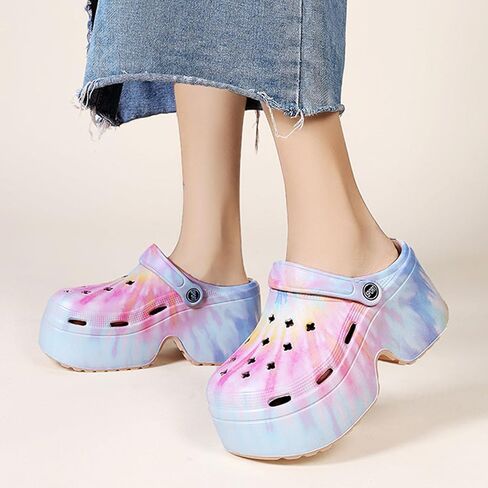 Fashion Women's Platform Clogs Anti Slip Slippers Beach Sandals Gardeners Clogs High Heeled Mule Slippers Gardening Shoes Sandals in Saudi Arabia