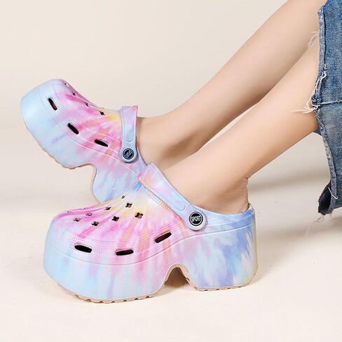 Fashion Women's Platform Clogs Anti Slip Slippers Beach Sandals Gardeners Clogs High Heeled Mule Slippers Gardening Shoes Sandals in Saudi Arabia