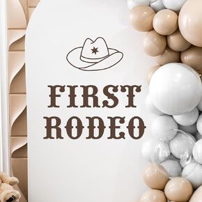 First Rodeo Backdrop Wall Decal，Cowboy Theme Gender Reveal Party Decorations,First Rodeo Birthday Backdrop Decor，for Balloon Cowboy Arch Background Wall Decoration Sign Decal(First Rodeo Sign)