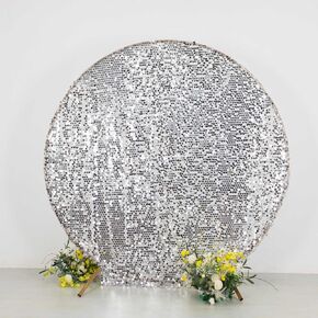 Tableclothsfactory Sparkly Rose Gold Big Payette Sequin Backdrop Stand Cover for Round Wedding Arch - 7.5ft for Party & Decorations