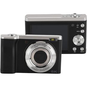 5K Digital Camera, 10x Optical Zoom Retractable Lens 16MP Front 12MP Rear 6 Axis Anti Shake Autofocus Selfie Vlogging Camera with, Portable YouTube Point Shoot Camera
