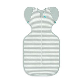 Love to Dream Transition Bag 0.2T Stretch Cotton Medium Large (8.5-11kg) Stage 2, Soft & Breathable, Lightweight for Comfortable Sleep, Ideal for Newborns, Stripe Print, Olive