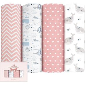 Yoofoss Muslin Swaddle Blankets, 4-Pack Receiving Blankets for Baby Boys and Girls, 45 x 45 Inches Baby Blankets Neutral Swaddle Wrap 70% Rayon from Bamboo and 30% Cotton