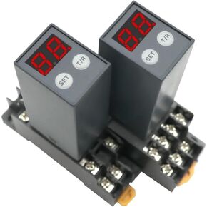 Digital Time Relay 0.1S-990H Power On Delay Off Cycle Delay Multi Mode DC12V DC24V AC220V H3Y-2 with Base Socket 2NO2NC(AC 220V,H3Y-2)