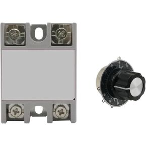 SSR-10VA SSR-25VA SSR-40VA SSR Solid State Relay Voltage Regulator AC24-380V Output+Potentiometer for Temperature Controller(with Potentiometer,SSR-40VA)