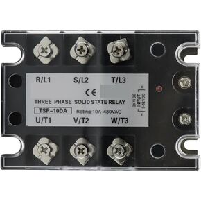 SSR-10DA SSR-40DA SSR 25A 60A 80A 100A Three Phase SSR Solid State Relay DC Control AC 480V 5-32V Input Aluminum Heatsink(80A)
