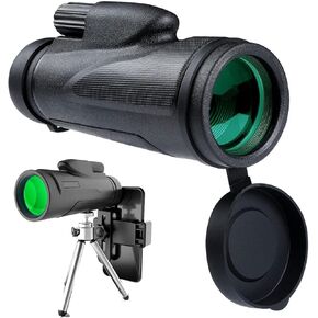 Monocular Telescope with Smartphone Holder Tripod for Adults Kids, 12x50 HD Waterproof Portable Lightweight with Clear for Bird Watching Hunting Hiking Travel Camping
