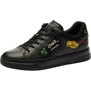 Coach Women's High Line Sneaker with Sketch Print, Charcoal/Black, 8