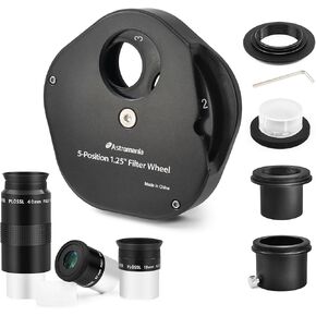 Astromania 1.25 Inch 10mm 17mm 40mm Eyepiece Set - Bundle with - 1.25" Multiple 5-Position Filter Wheel