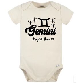 Gemini Horoscope Baby Bodysuit (0-3, White/Pink)