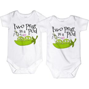 CarefreeTees Two Peas in a Pod Twin Babies (Baby Bodysuit or Tee-Shirt - Set of 2)