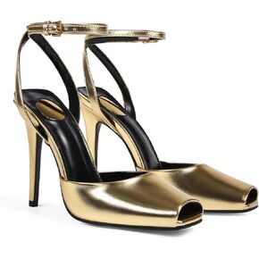 Square Open Toe Heeled Sandals for Women Patent Leather Stiletto High Heels Peep Toe Ankle Strap Backless Pumps Fashion Casual Dressy Party Shoes
