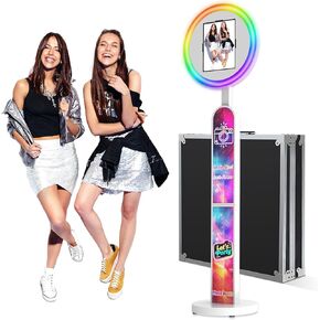 lpad Photo Booth Machine for Any lpad, Protable Photo Booth Music Sync App Remote Control RGB Ring Lights, Free Custom Logo, Flight Case with Wheels (for lpad 12.9"/13")