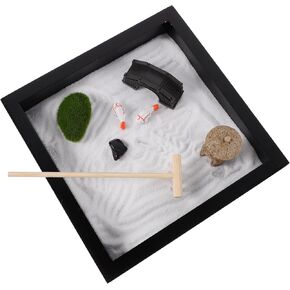 Vaguelly Mini Zen Garden Kit Desk Decorative Sand Box Model Japanese Style Zen Garden for Office