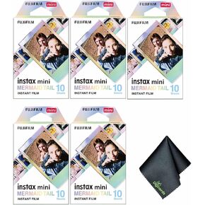 FUJIFILM INSTAX MINI Mermaid Tail Instant Film (50 Exposures) + Microfiber Cleaning Cloth