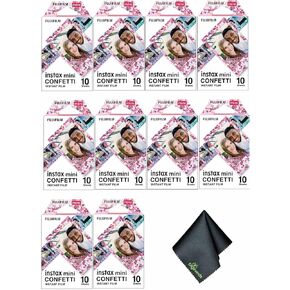 FUJIFILM INSTAX MINI Confetti Instant Film (100 Exposures) + Microfiber Cleaning Cloth