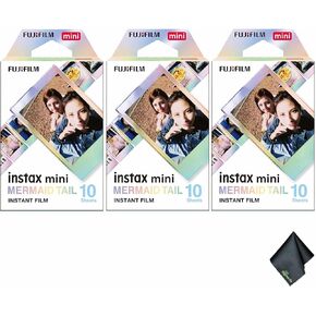 FUJIFILM INSTAX MINI Mermaid Tail Instant Film (30 Exposures) + Microfiber Cleaning Cloth
