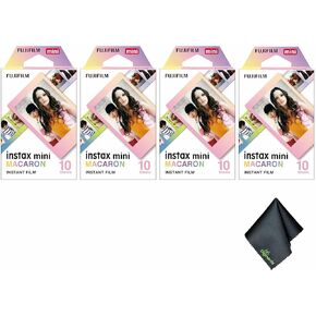 FUJIFILM INSTAX MINI Macaron Instant Film (40 Exposures) + Microfiber Cleaning Cloth