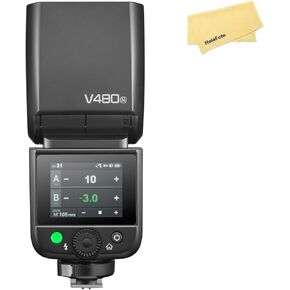 فلاش كاميرا Godox V480N TTL لـ Nikon Camera Flash Speedlight Light Light ، GN50،7.2v/2200mah li-ion بطارية Li-ion ، 2.4G HSS 1/8000S ، 650 وميض كامل القوة ، 1.7S وقت إعادة التدوير ، 10 مستويات مصباح النمذجة LED