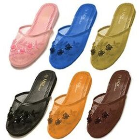 Pair Assorted Mesh Chinese Slippers- Size 6
