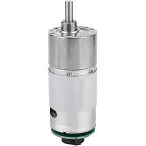 Metal Gear Motor with Encoder 12/24V Power Speed Reduction Motor 10~1500 RPM Speed for Optical Instruments and Barbecue Machines (24V, Speed 80)