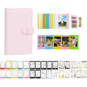 Instant Film Accessories Kit for Instax Mini LiPlay 12 11 9 8+ 8 evo 99 SE 40 90 70 50S 26 25 7S Camera,Include Album/Film Stickers/Mini Frames/Hanging Frame, Clay White