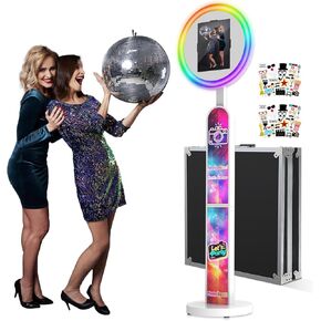 Portable Photo Booth Compatible with lpad 12.9" 13", lpad Photo Booth with Flight Case, Customizable Logo,APP and Remote Control RGB Lights for Parties,Wedding and Events (For lpad 12.9'' 13'')