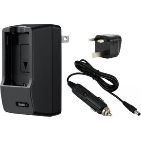 Battery Charger Compatible with JVC Everio GZ-HM550. Universal Voltage (100-240V), Portable Compact Design, Flip Out Plug (Includes Car Charger)