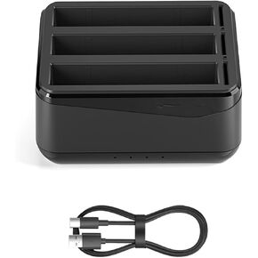DAGIJIRD 3 Ports Battery Charger Hub Fast Charger Battery Station with Card Storage Slots for Insta360 X4