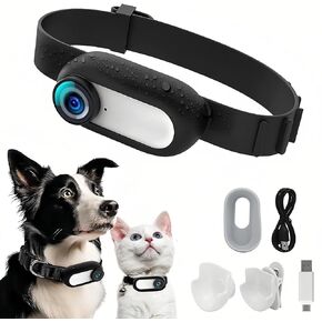Cat Camera for Videos and Photos, HD 1080P Wide Angle Pet Camera with 0.96 Inch LCD Screen, USB Rechargeable Lightweight Action Camera Pet Supplies, Up to 128GB