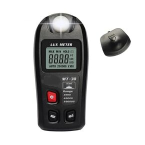 Photometer Tester Environmental Test Light Meter 0~200,000lux Range Pocket Design Light Meter Digital Illuminator Handheld Ambient Temperature Meter