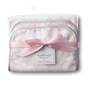 SwaddleDesigns Organic Cotton Terry Velour Baby Burpies, Set of 2 Cotton Burp Cloths, Pastel Pink Mod Circles