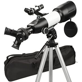70mm Refractor Telescope, 20-166X Magnification with 3 Rotatable Eyepieces, Smartphone Adapter & Adjustable Tripod for Beginners