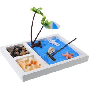SUPVOX Japanese Seaside Beach Sandbox Zen Desk Garden Decor for DIY Tabletop Landscape