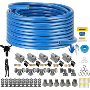 مجموعة خطوط الهواء المضغوطة ، 3/4 "× 120'HDPE نظام أنابيب الألومنيوم ، مجموعة خرطوم ضاغط الهواء للمتجر ، مجموعة خط الجوية المرآب مع قازي أنابيب ، NPT الزاوية اليمنى/تي شيرت ， تسرب دليل