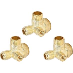 Air Compressor Check Valve, High Strength Brass 3 Way Threaded Interface Check Val for Central Pneumatic Air Compressors