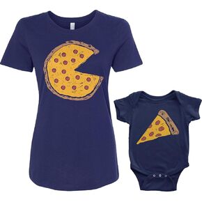 Pizza Pie & Slice Mother Son Daughter Infant Bodysuit Womens Shirt Matching Set